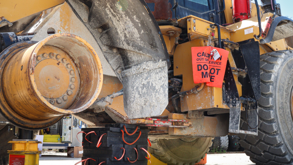 An example of using lockout/tagout with heavy equipment